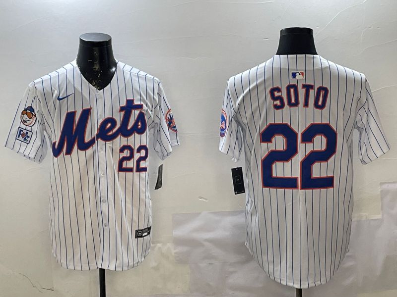 Men New York Mets #22 Soto White Stripe Game 2025 Nike MLB Jersey style 4->new york mets->MLB Jersey